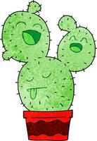 cactus de dessin animé dessiné à la main excentrique vecteur