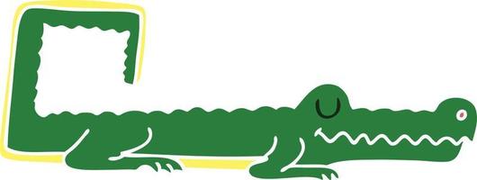 crocodile de bande dessinée dessiné à la main excentrique vecteur