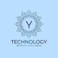 lettre y limites de la technologie intelligence artificielle élément de conception de logo vectoriel initial
