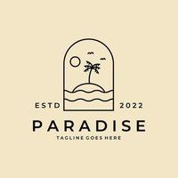 île minimaliste océan plage palmier badge logo vector design