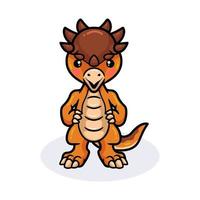 mignon petit dessin animé dinosaure pachycephalosaurus debout vecteur