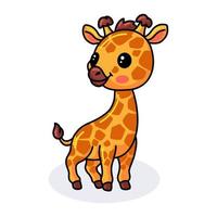 dessin animé mignon petite girafe heureuse vecteur