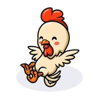 mignon petit dessin animé de coq posant vecteur