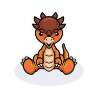 mignon petit dessin animé de dinosaure pachycephalosaurus assis vecteur