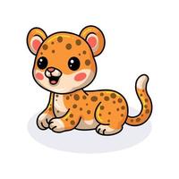 dessin animé mignon bébé léopard couché vecteur