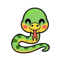 dessin animé mignon petit serpent vert vecteur