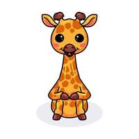 mignon petit dessin animé girafe assis vecteur