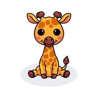 mignon petit dessin animé girafe assis vecteur