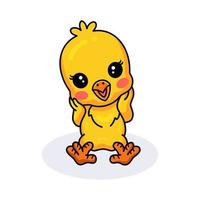 dessin animé mignon petit poussin jaune vecteur