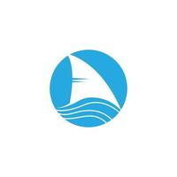 logo océan cercle bleu avec illustration d'aileron de requin vecteur