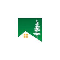 logo de la maison verte avec arbre vecteur