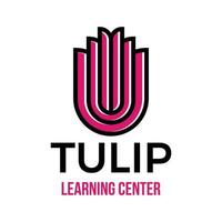modèle de logo de livre de tulipe adapté au centre d'apprentissage vecteur