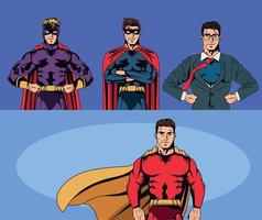 quatre super-héros pop art vecteur