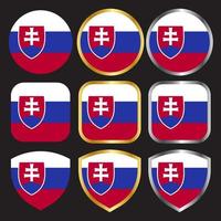 icône de vecteur de drapeau slovaquie sertie de bordure or et argent