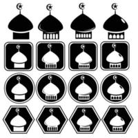 ensemble de signes de symbole de mosquée plate vecteur