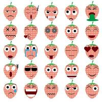 fraise fruit dessin animé émoticône emoji icône ekspression vector set