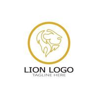 roi lion logo vector illustration design.gold lion roi tête signe concept isolé fond noir