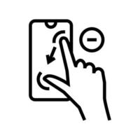 zoom arrière geste téléphone écran ligne icône illustration vectorielle vecteur