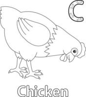 alphabet poulet abc coloriage c vecteur