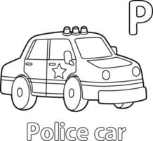 voiture de police alphabet abc coloriage page p vecteur