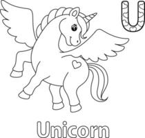 alphabet licorne volante abc coloriage u vecteur