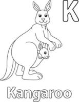 kangourou alphabet abc coloriage page k vecteur