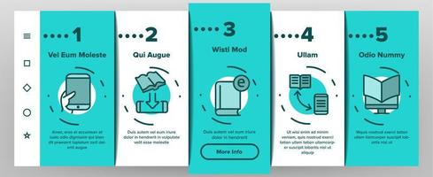 ebook outil électronique onboarding icons set vector