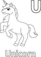 saut licorne alphabet abc coloriage page u vecteur