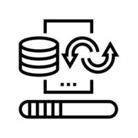 illustration vectorielle de l'icône de la ligne de traitement numérique de nettoyage des données vecteur