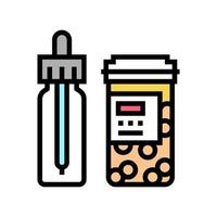 paquet d'homéopathie vitaminique avec illustration vectorielle d'icône de couleur de pipette vecteur