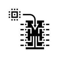 installation de puce fabrication de semi-conducteurs glyphe icône illustration vectorielle vecteur