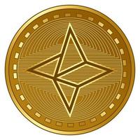 illustration vectorielle de pièce de monnaie de crypto-monnaie de nébuleuses futuristes d'or vecteur