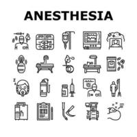 icônes de collection d'outils d'anesthésiste set vector