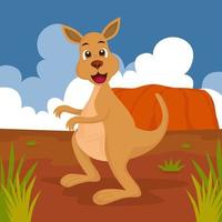 kangourou dans la prairie australienne, image vectorielle, modifiable, eps 10, illustrations d'histoires pour enfants, livres à colorier, affiches, impression, sites Web, etc. vecteur