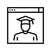illustration vectorielle de l'icône de la ligne des cours en ligne diplômés vecteur