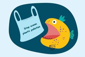 arrêter le concept de pollution plastique des océans. vecteur