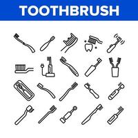 ensemble d'icônes de collection d'équipement de brosse à dents vecteur