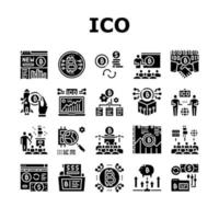 icônes de collection d'offre de pièce de monnaie initiale ico set vector