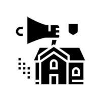 maison vente haut-parleur glyphe icône illustration vectorielle vecteur