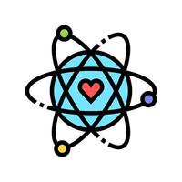 atome avec illustration vectorielle d'icône de couleur de coeur de coeur vecteur