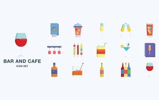jeu d'icônes de bar et de café, objets de restaurant vecteur