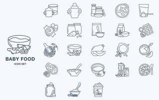 variété d'icônes d'aliments pour bébés avec différents types d'ingrédients vecteur