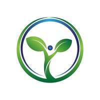 logo de plante verte et bleue en cercle pour la société d'investissement vecteur