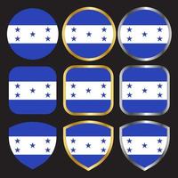 icône vectorielle du drapeau du honduras sertie de bordure or et argent-01 vecteur