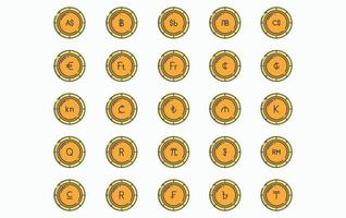 variété de jeu d'icônes de monnaie et de pièces de monnaie vecteur