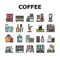 icônes de collection d'équipement de café set vector