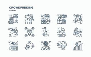 ensemble d'icônes de financement participatif et d'affaires vecteur