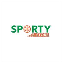 logo de magasin sportif simple avec icône de basket-ball pour la vente au détail de sport vecteur