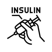 illustration vectorielle de l'icône de la ligne de la seringue à insuline vecteur
