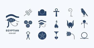 ensemble d'icônes solides de symboles égyptiens anciens vecteur
